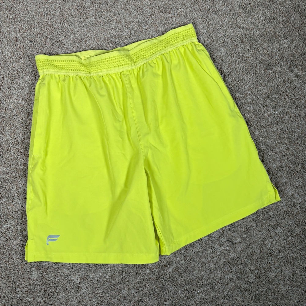 Fabletics Mens Neon Yellow Active Training Running Shorts Size Medium 7 Inseam